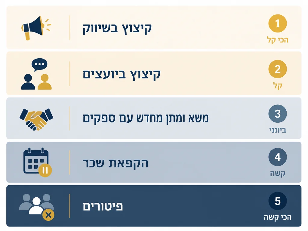 סדר הצמצומים במשבר: שיווק, ספקים, שכר, פיטורים