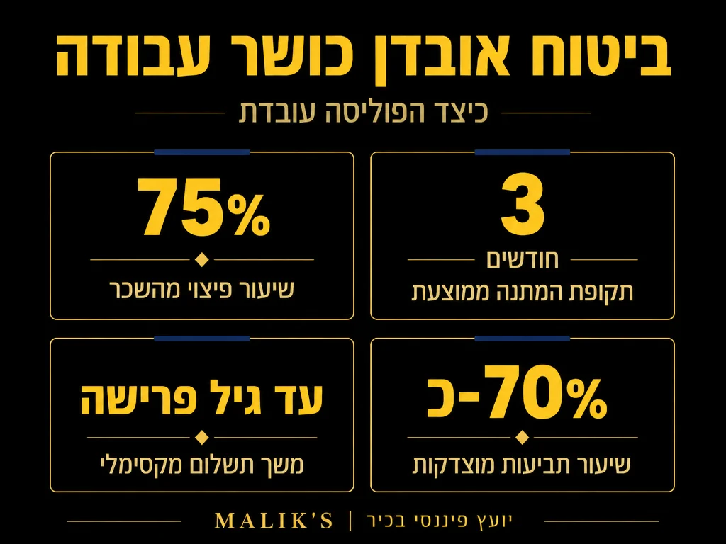 אינפוגרפיקה: ביטוח אובדן כושר עבודה - כיצד הפוליסה עובדת | MALIK'S