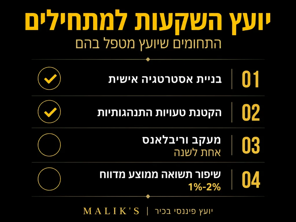 אינפוגרפיקה: יועץ השקעות למתחילים - התחומים שיועץ מטפל בהם | MALIK'S