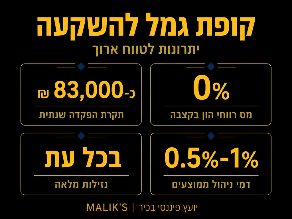 אינפוגרפיקה: קופת גמל להשקעה - יתרונות לטווח ארוך | MALIK'S