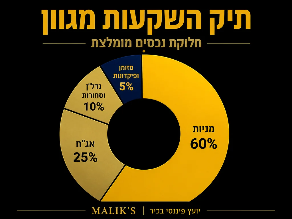 אינפוגרפיקה: תיק השקעות מגוון - חלוקת נכסים מומלצת | MALIK'S