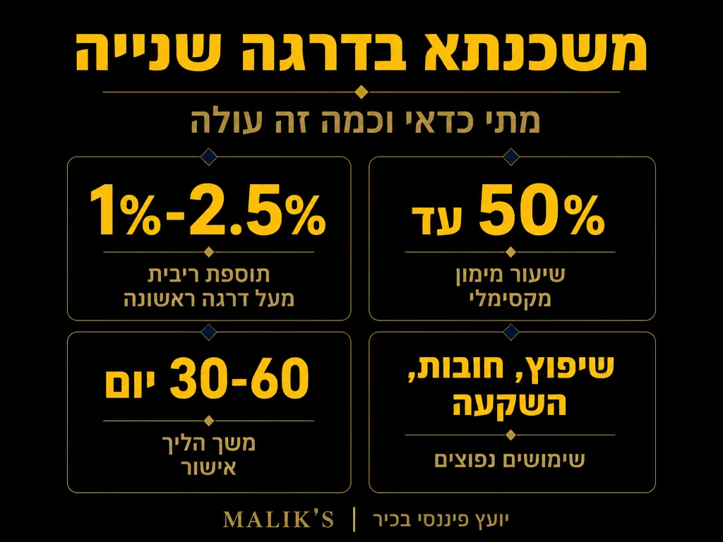 אינפוגרפיקה: משכנתא בדרגה שנייה - מתי כדאי וכמה זה עולה | MALIK'S
