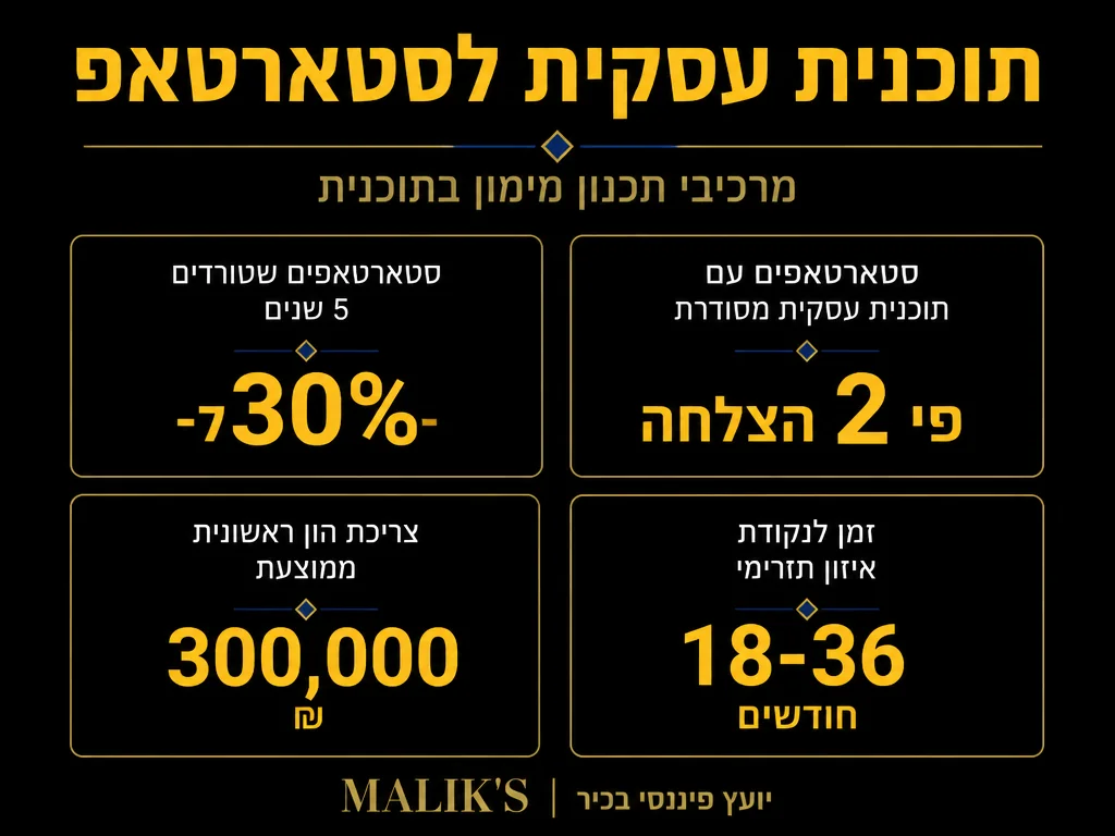 אינפוגרפיקה: תוכנית עסקית לסטארטאפ - מרכיבי תכנון מימון בתוכנית | MALIK'S