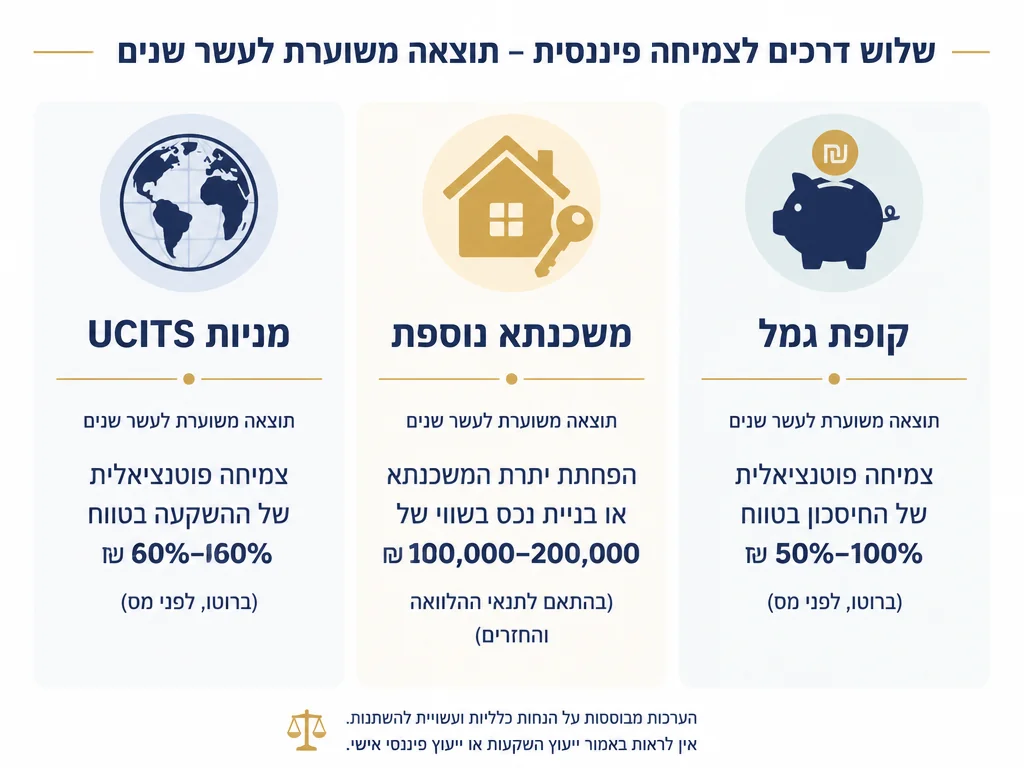 שלושת תרחישי הקצאת 500K: ישיר במניות, מינוף נדל