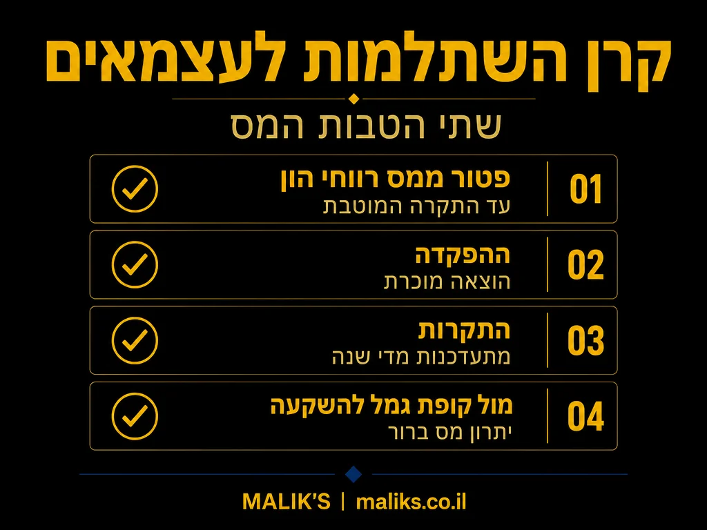 אינפוגרפיקה: קרן השתלמות לעצמאים - שתי הטבות המס | MALIK'S