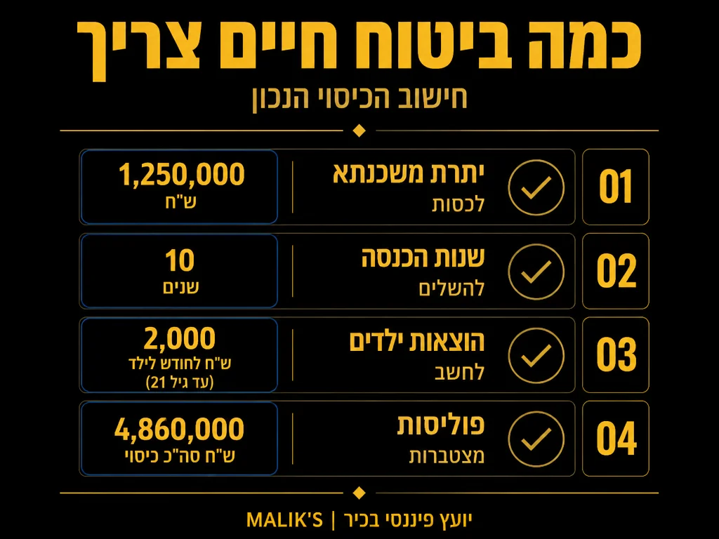 אינפוגרפיקה: כמה ביטוח חיים צריך - חישוב הכיסוי הנכון | MALIK'S