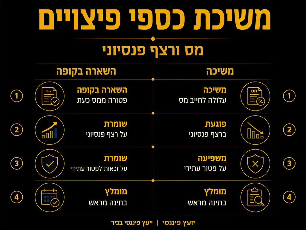 אינפוגרפיקה: משיכת כספי פיצויים - מס ורצף פנסיוני | MALIK'S