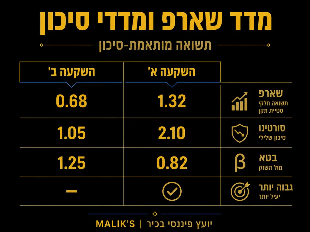 אינפוגרפיקה: מדד שארפ ומדדי סיכון - תשואה מותאמת-סיכון | MALIK'S