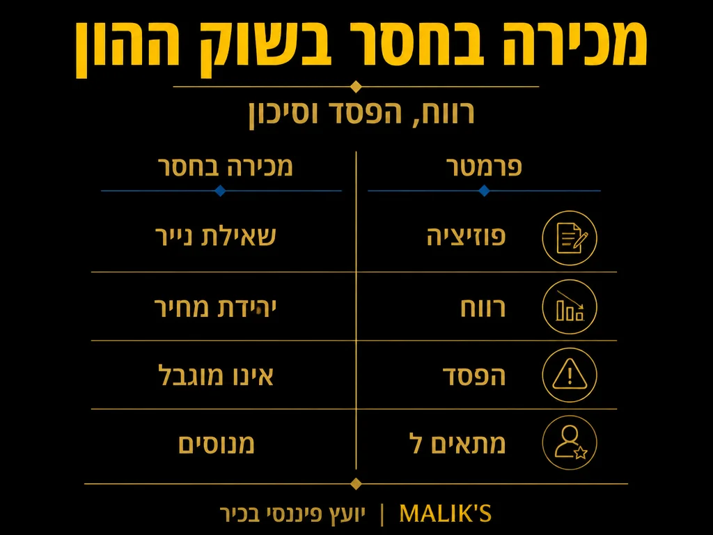 אינפוגרפיקה: מכירה בחסר בשוק ההון - רווח, הפסד וסיכון | MALIK'S